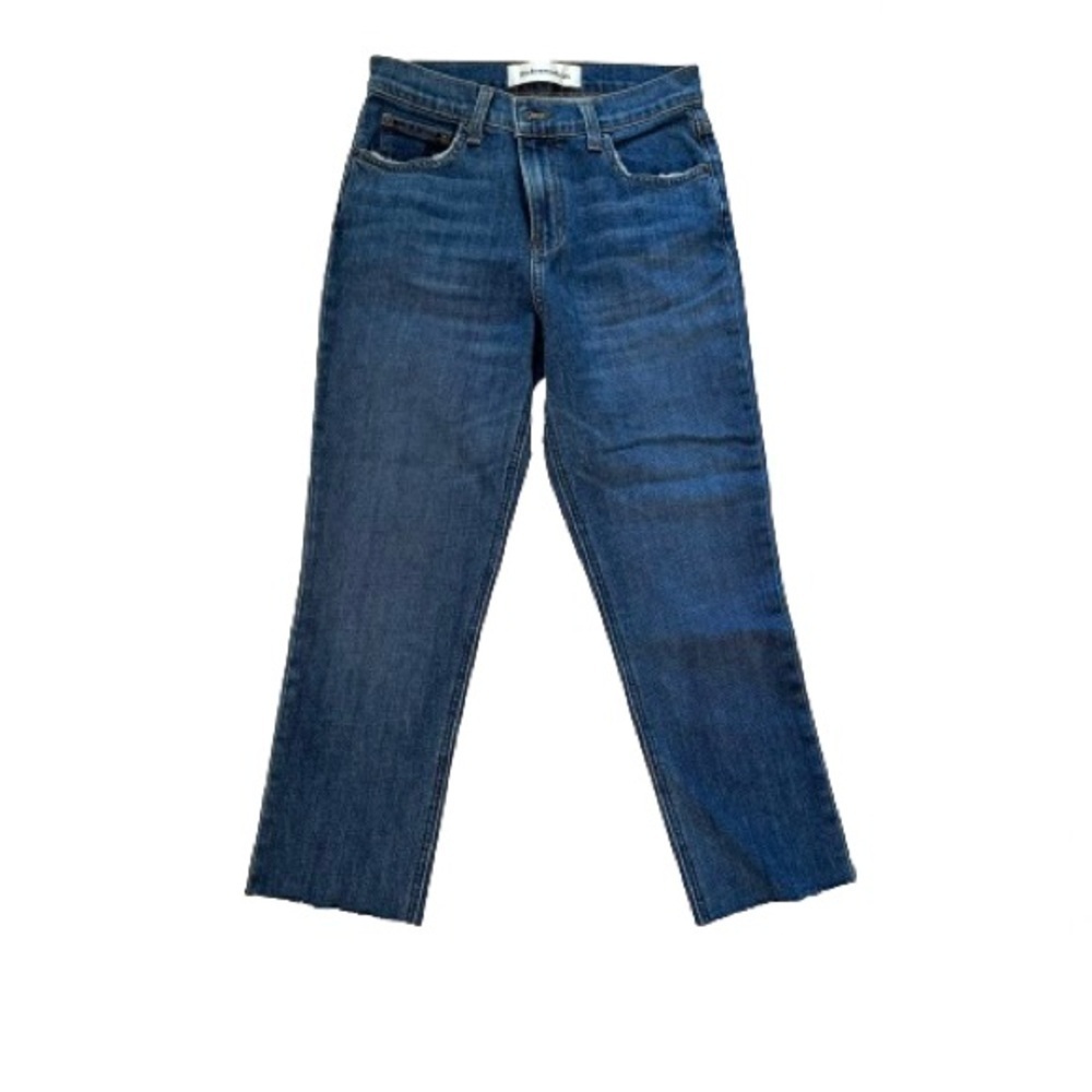 Reformation Mid Rise Slim Distressed Medium Wash Raw Hem Ankle Crop Jeans 25 - Picture 2 of 14